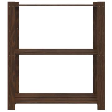 3-Tier Brown Storage Rack - Solid Pine Wood | Hipomarket UK