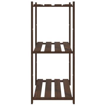 3-Tier Brown Storage Rack - Solid Pine Wood | Hipomarket UK