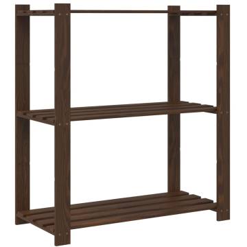 3-Tier Brown Storage Rack - Solid Pine Wood | Hipomarket UK