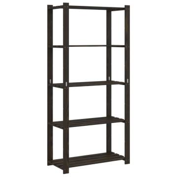 5-Tier Black Pine Storage Rack - 80x38x170 cm | Hipomarket