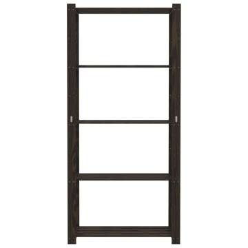 5-Tier Black Pine Storage Rack - 80x38x170 cm | Hipomarket