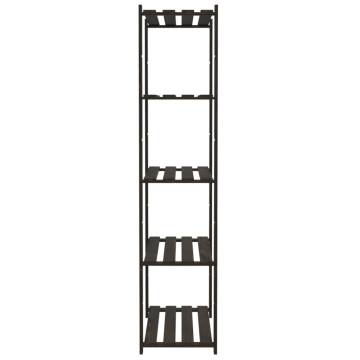 5-Tier Black Pine Storage Rack - 80x38x170 cm | Hipomarket