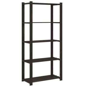 5-Tier Black Pine Storage Rack - 80x38x170 cm | Hipomarket