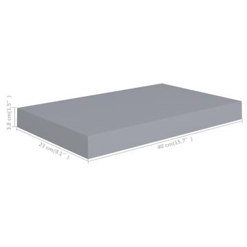 Floating Wall Shelf Grey 40x23x3.8 cm - Stylish Home Display