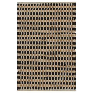 Hand-Woven Jute Bathroom Mat Set – Natural & Black Rug