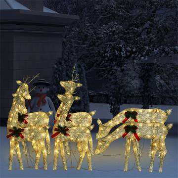 Christmas Reindeers - 6 Pcs Gold Warm White Mesh Decor