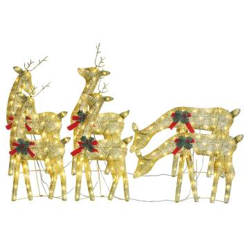 Christmas Reindeers - 6 Pcs Gold Warm White Mesh Decor