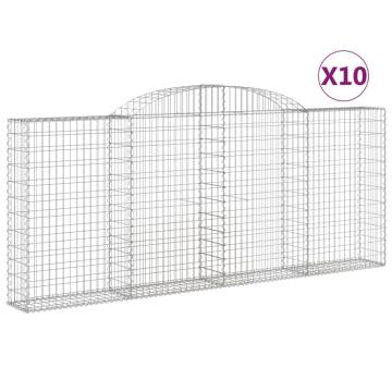 Arched Gabion Baskets - 10 pcs Galvanised Iron | HipoMarket