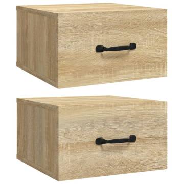 Wall-Mounted Bedside Cabinets 2 pcs Sonoma Oak - Hipomarket