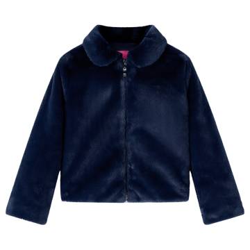 Kids' Navy Faux Fur Coat - Stylish & Warm for Ages 7-8