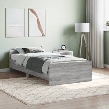 Grey Sonoma Bed Frame 90x200 cm - Durable Engineered Wood