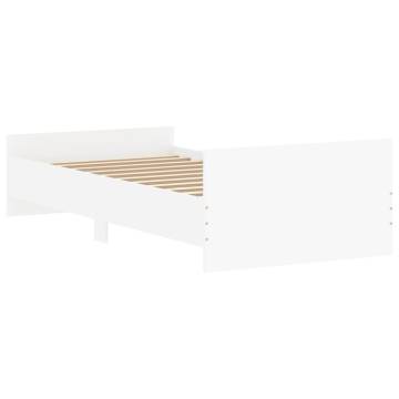 Durable White Bed Frame 100x200 cm | Engineered Wood Design