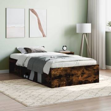 Smoked Oak Bed Frame 100x200 cm | Modern & Durable Design