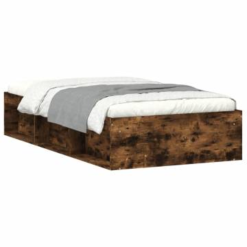 Smoked Oak Bed Frame 100x200 cm | Modern & Durable Design