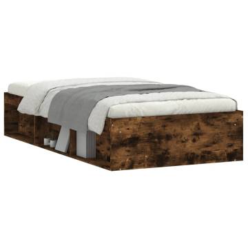 Smoked Oak Bed Frame 100x200 cm | Modern & Durable Design