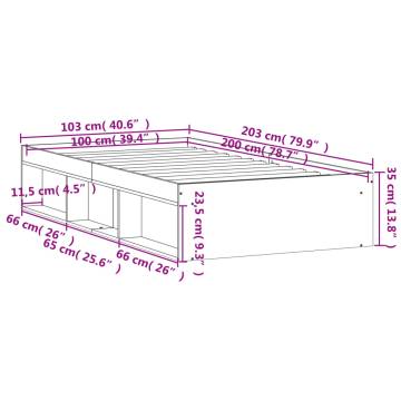 Smoked Oak Bed Frame 100x200 cm | Modern & Durable Design