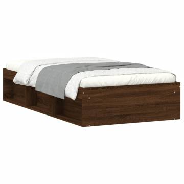 Brown Oak Bed Frame 100x200 cm - Modern & Durable Design