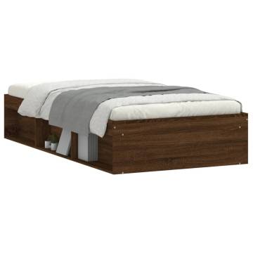 Brown Oak Bed Frame 100x200 cm - Modern & Durable Design