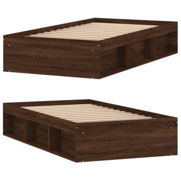 Brown Oak Bed Frame 100x200 cm - Modern & Durable Design