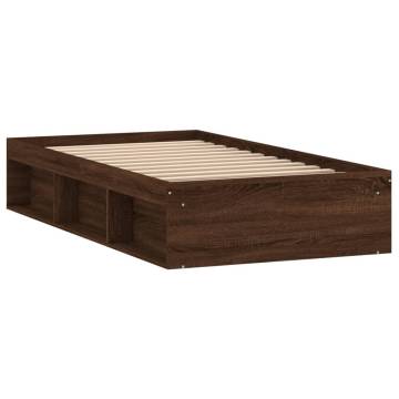 Brown Oak Bed Frame 100x200 cm - Modern & Durable Design