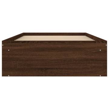 Brown Oak Bed Frame 100x200 cm - Modern & Durable Design