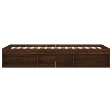 Brown Oak Bed Frame 100x200 cm - Modern & Durable Design