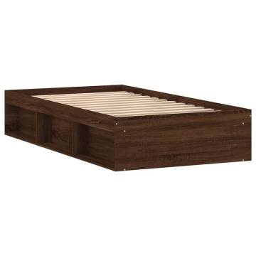 Brown Oak Bed Frame 100x200 cm - Modern & Durable Design