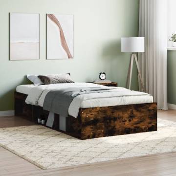 Bed Frame Smoked Oak 90x190 cm Single - Modern & Durable