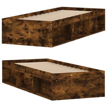 Smoked Oak Bed Frame 75x190 cm - Modern & Practical Design