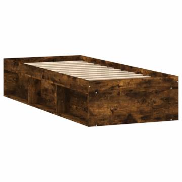 Smoked Oak Bed Frame 75x190 cm - Modern & Practical Design