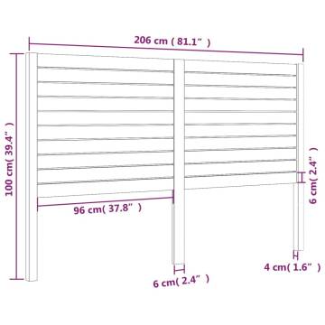 Stylish White Bed Headboard - Solid Pine 206x4x100 cm