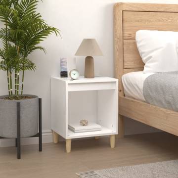 Elegant White Bedside Cabinet - 40x35x50 cm Engineered Wood