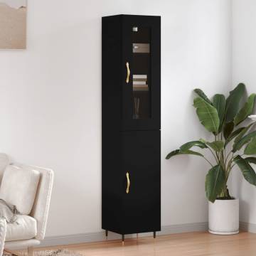 Stylish Highboard Black 34.5x34x180 cm - Durable Engineered Wood