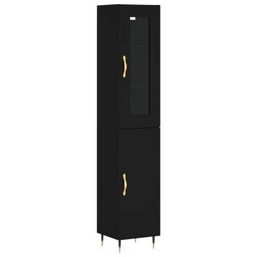 Stylish Highboard Black 34.5x34x180 cm - Durable Engineered Wood