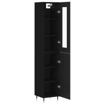 Stylish Highboard Black 34.5x34x180 cm - Durable Engineered Wood