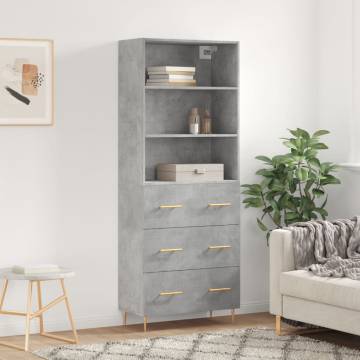 Stylish Concrete Grey Highboard - Durable & Elegant Design