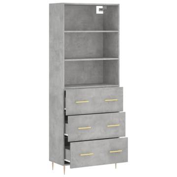 Stylish Concrete Grey Highboard - Durable & Elegant Design