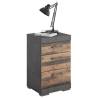 FMD Bedside Table with 3 Drawers - Grey & Old Style