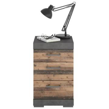 FMD Bedside Table with 3 Drawers - Grey & Old Style