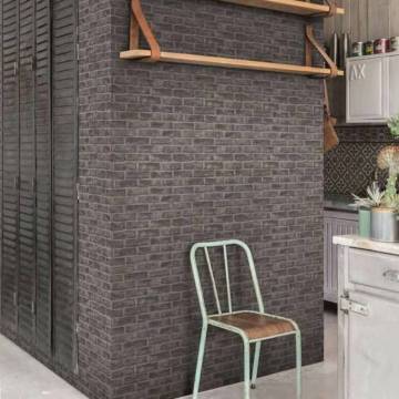 DUTCH WALLCOVERINGS Black Brick Wallpaper | Modern Decor