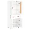 Stylish Highboard High Gloss White - 69.5x34x180 cm