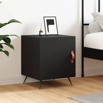 Black Bedside Cabinet 40x40x50 cm - Modern Engineered Wood