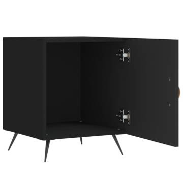 Black Bedside Cabinet 40x40x50 cm - Modern Engineered Wood