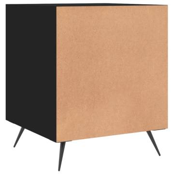 Black Bedside Cabinet 40x40x50 cm - Modern Engineered Wood