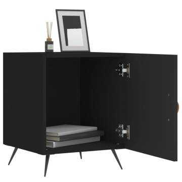 Black Bedside Cabinet 40x40x50 cm - Modern Engineered Wood