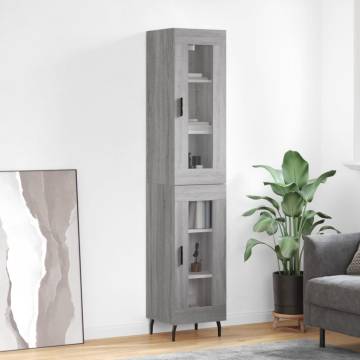 Stylish Highboard Grey Sonoma | 34.5x34x180 cm Engineered Wood