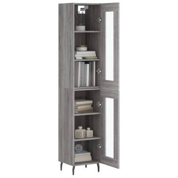 Stylish Highboard Grey Sonoma | 34.5x34x180 cm Engineered Wood