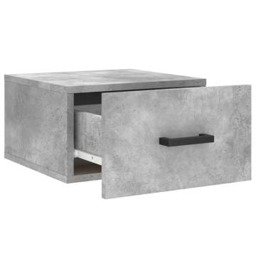 Wall-mounted Bedside Cabinet - Concrete Grey 35x35x20 cm