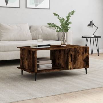 Elegant Smoked Oak Coffee Table | 90x50x40 cm | Hipomarket UK