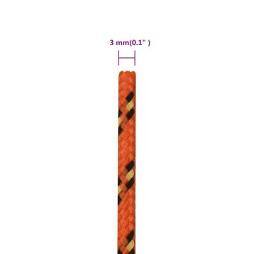 Boat Rope Orange 3mm 500m Polypropylene - Durable & Versatile